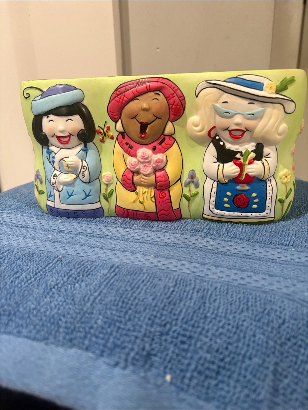 PartyLite Multicolor Ceramic Three Women Decorative Candle Holder